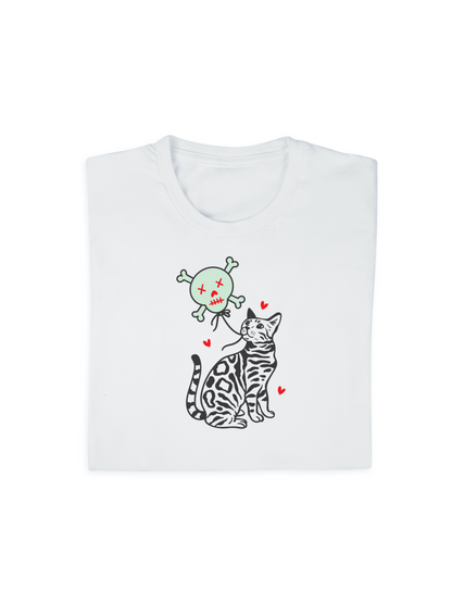 The Boneyard Kitty in Green Tee