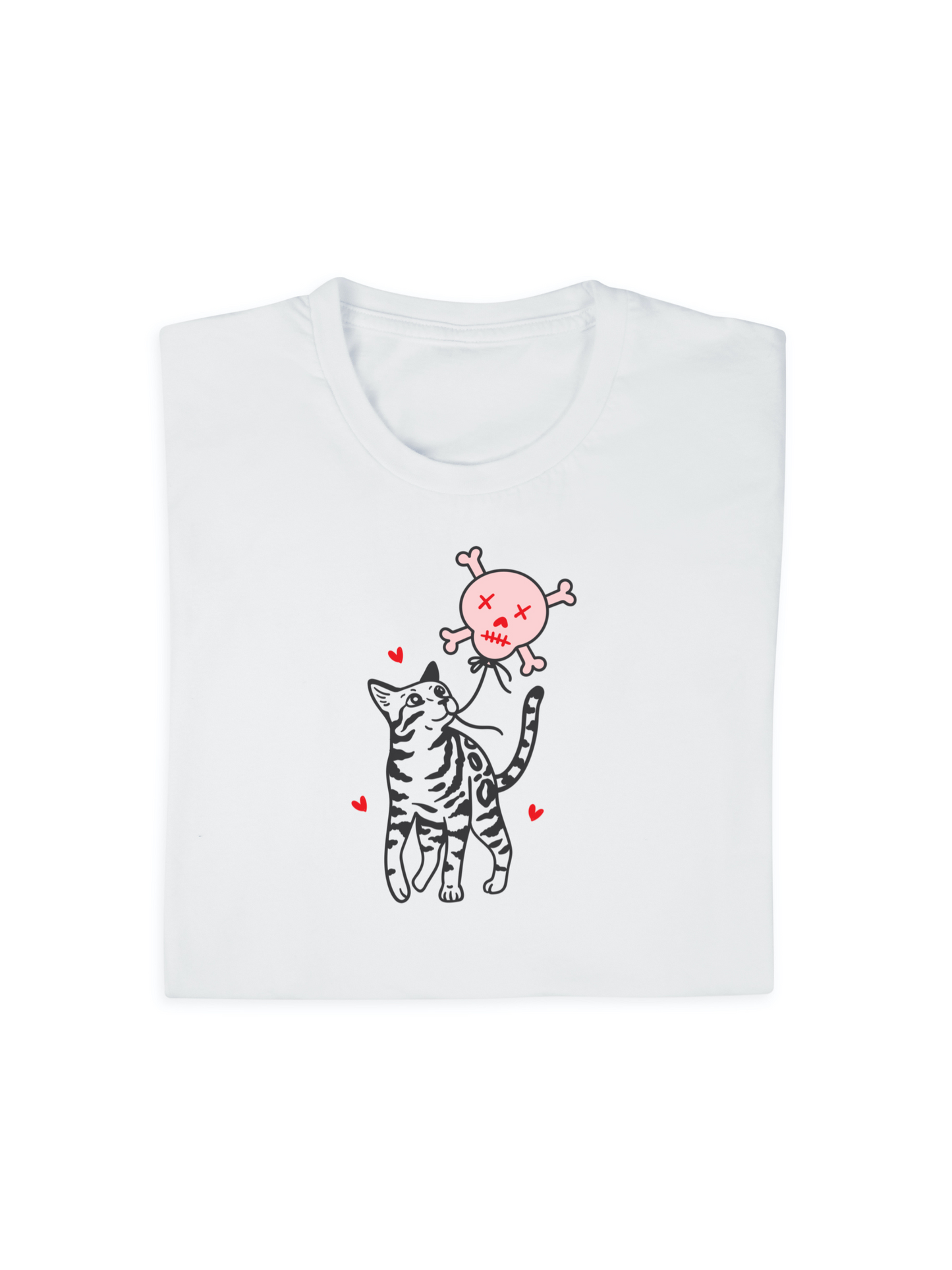 The Boneyard Kitty in Pink Tee